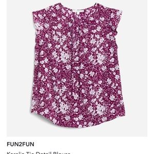 Fushia floral print flutter sleeve blouse from fun 2 fun